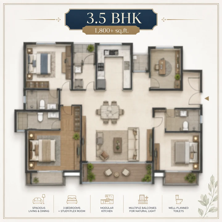 Prestige Avon 3.5 BHK floor plan layout